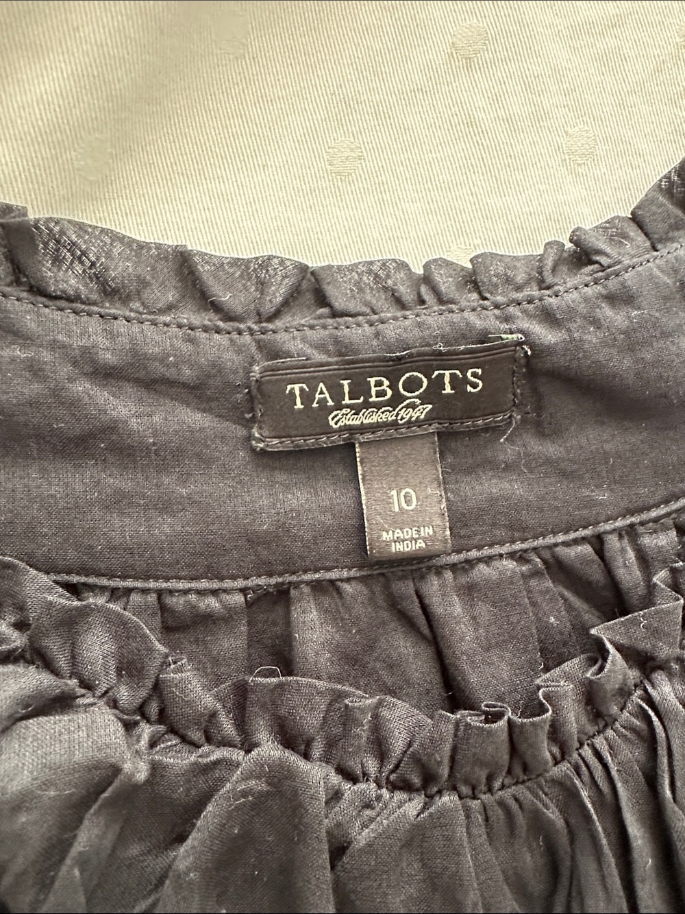 Talbots Navy Ruffle-Trim Sleeveless Tank - Picture 2 of 3